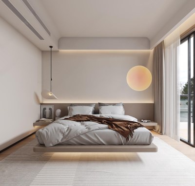 现代极简卧室3D模型下载